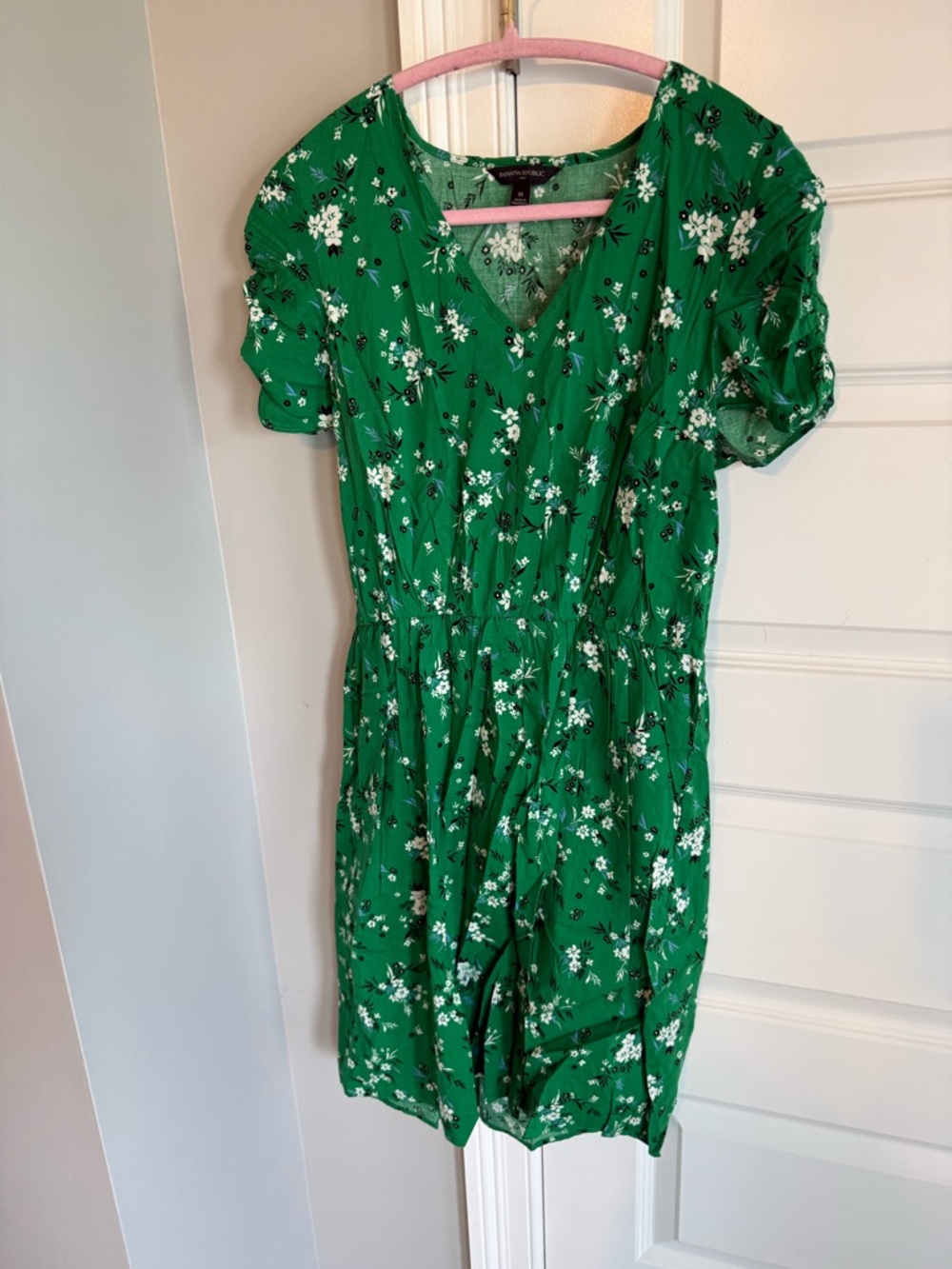 Banana Republic Green Floral V-Neck Midi Dress